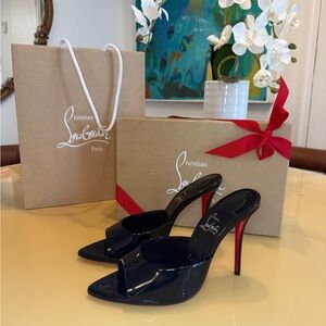 Christian Louboutin Black Patent Leather Miss Z Mules